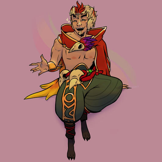 Digital artwork of Rakan from League of Legends