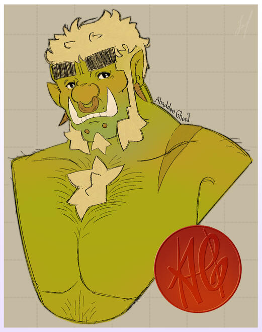 Postcard artwork of my original character Abaddon Ghoul.